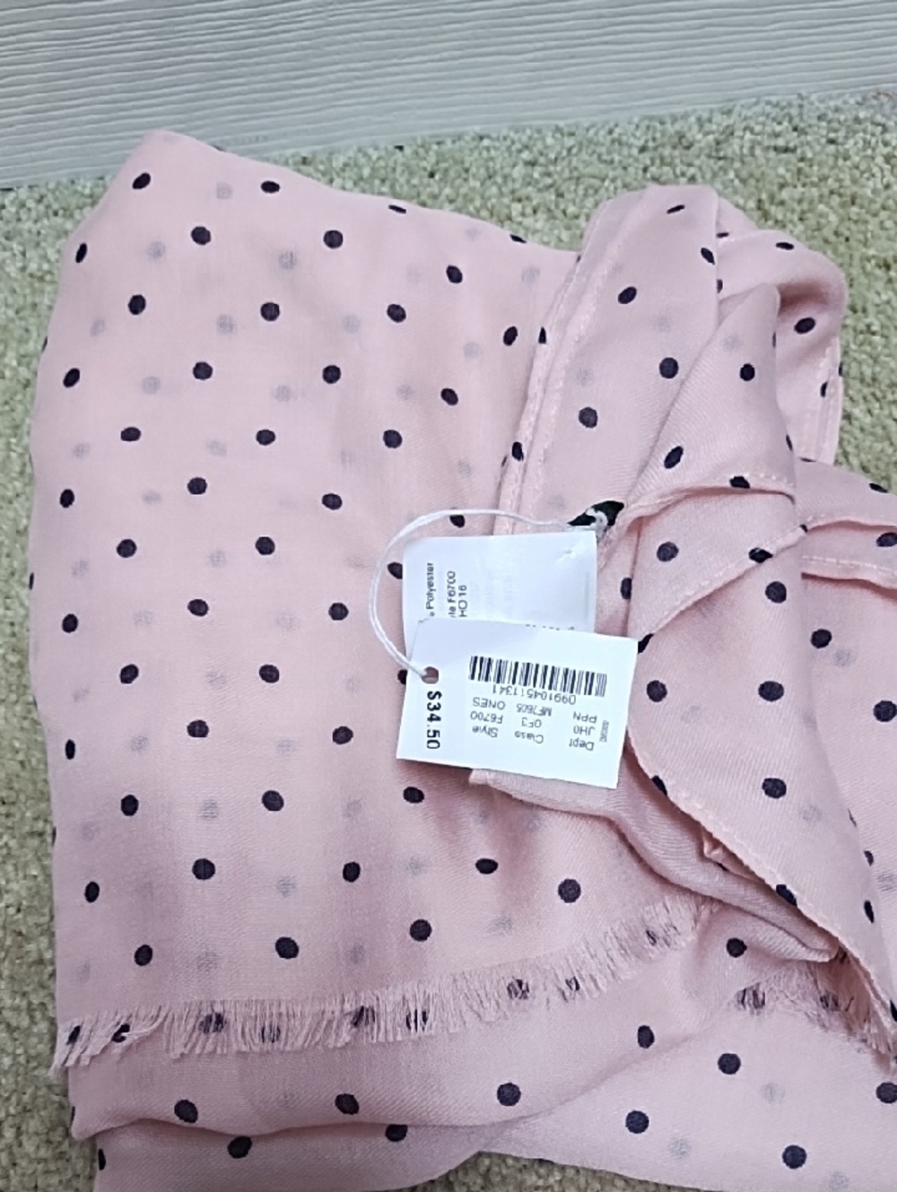 J.Crew Blush Pink Polka Dot Lightweight Scarf NWT! Soft - Picture 2 of 2